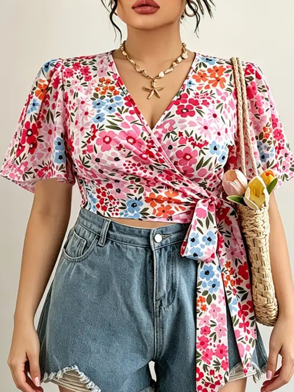 Floral Wrap Crop Top